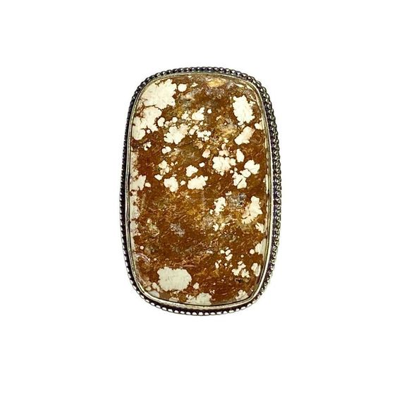 Natural Wild Horse Jasper Gemstone in a Handcrafted 925 Stamped Ring (9) - Picture 4 of 10